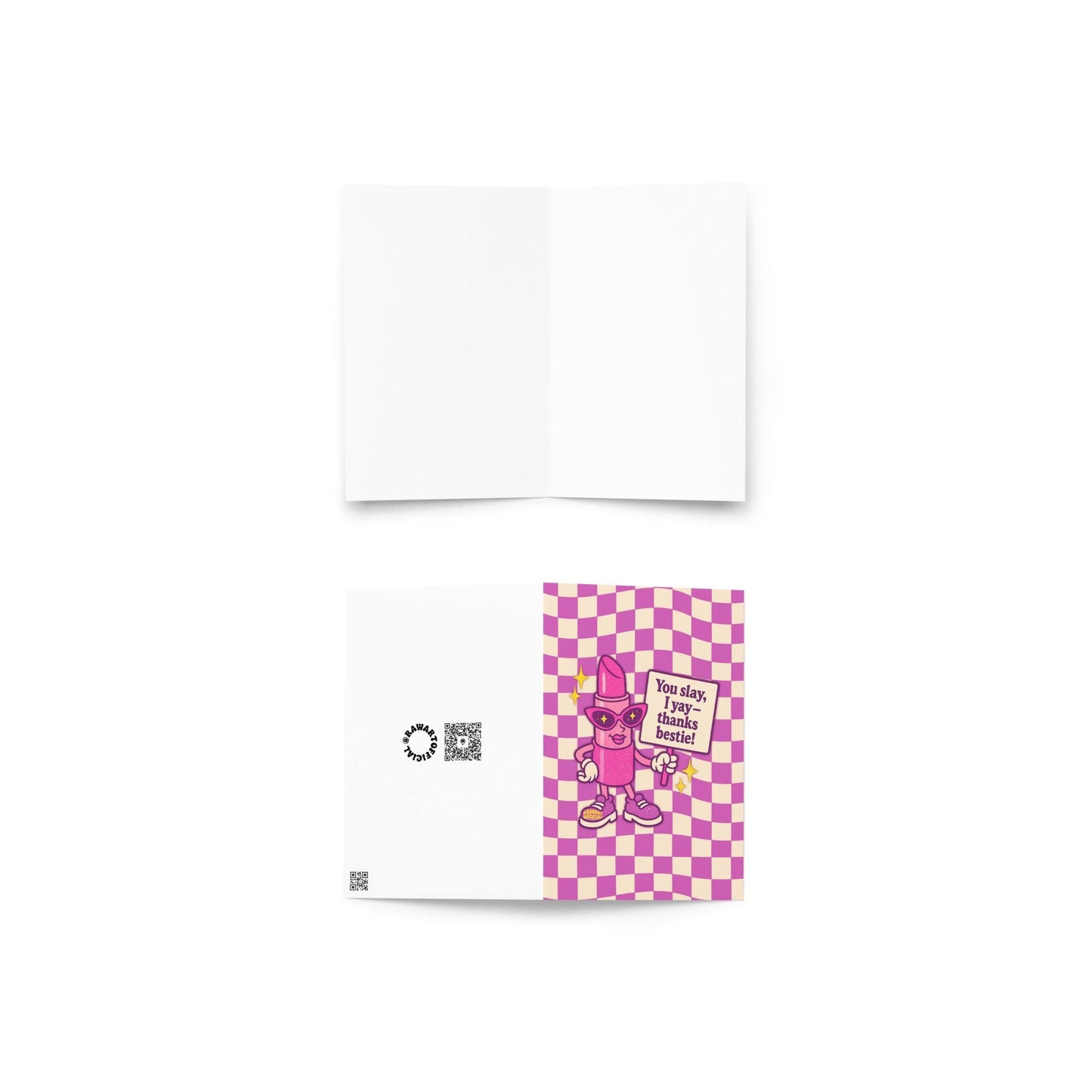 Slay Bestie Greeting Card: Retro Thank You Card for BFF