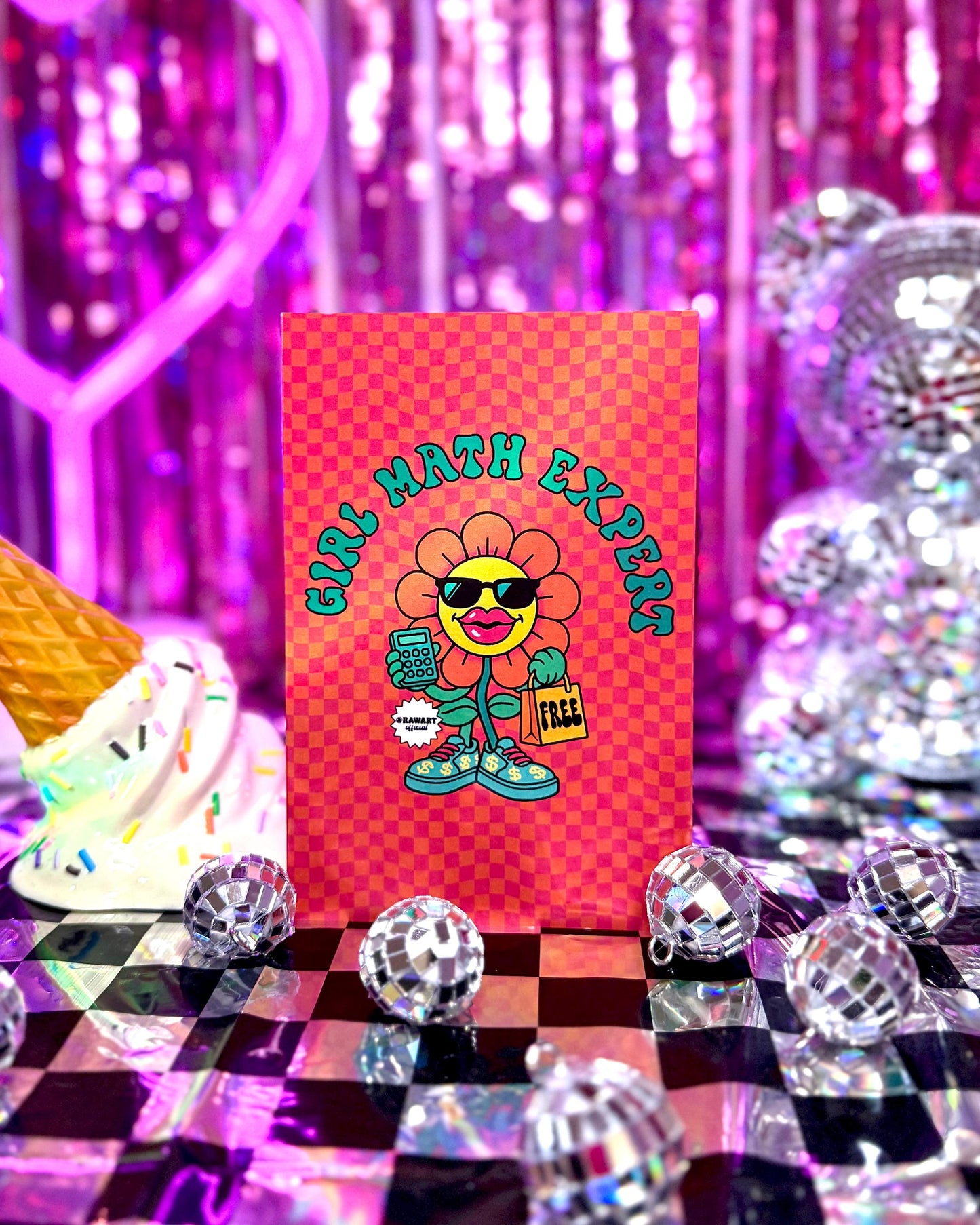 Girl Math Greeting Card: Retro Flower Illustration, Funny Financial Humor