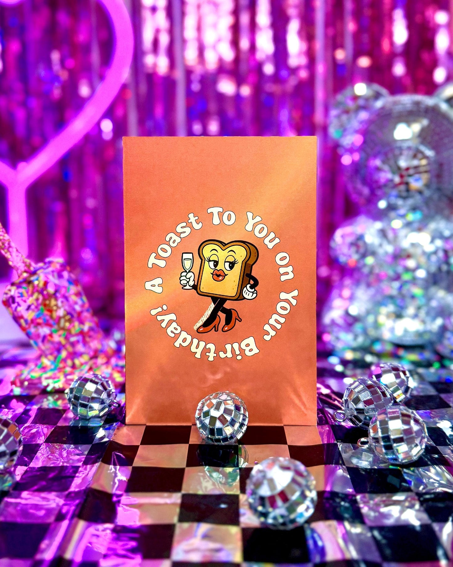 Funny Birthday Card: Toast & Champagne Pun Greeting