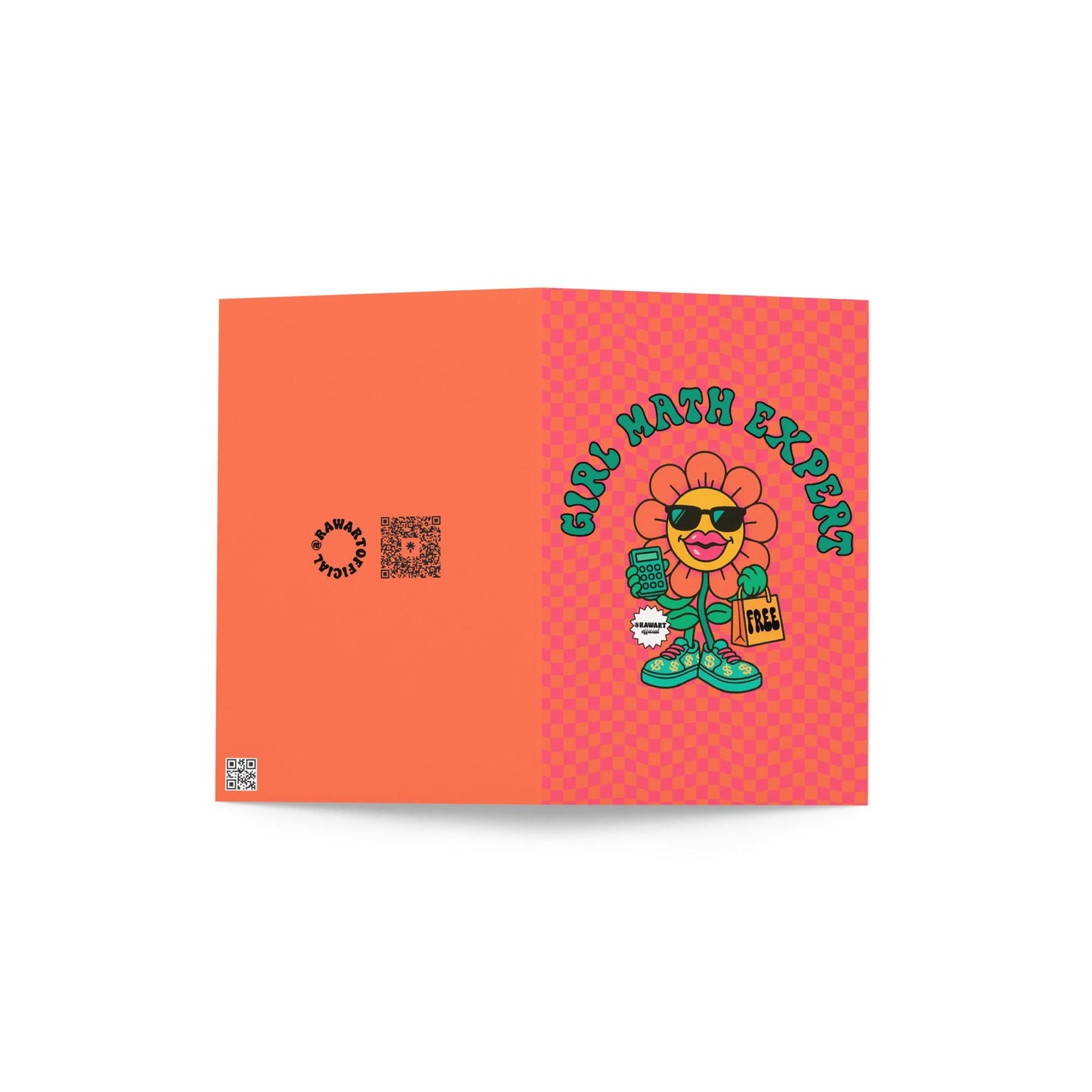 Girl Math Greeting Card: Retro Flower Illustration, Funny Financial Humor