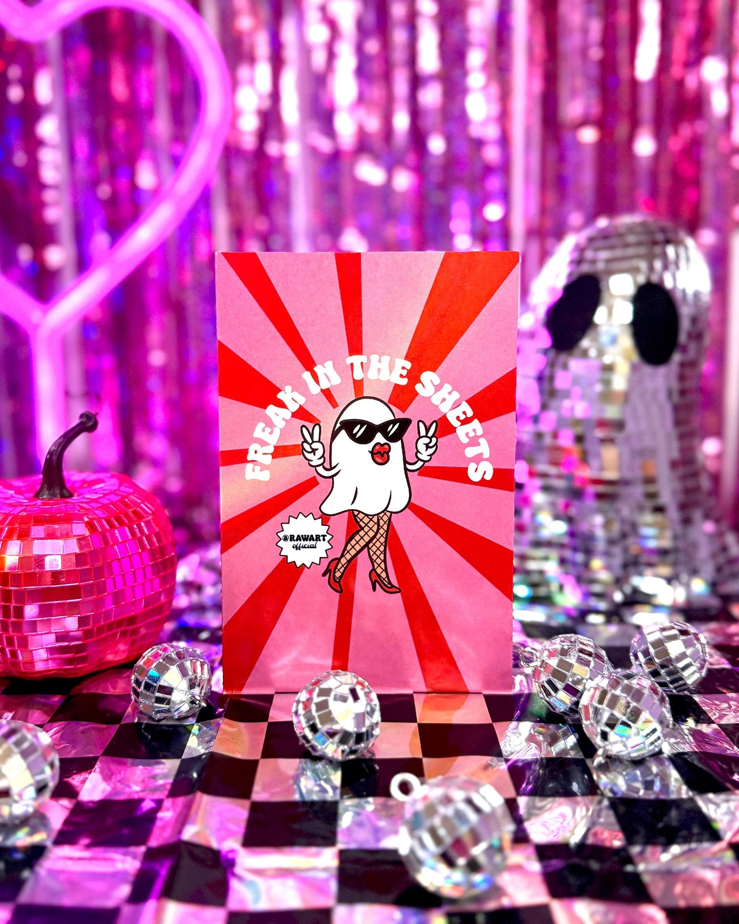 Funny Halloween Card: Freak In The Sheets Ghost Pun