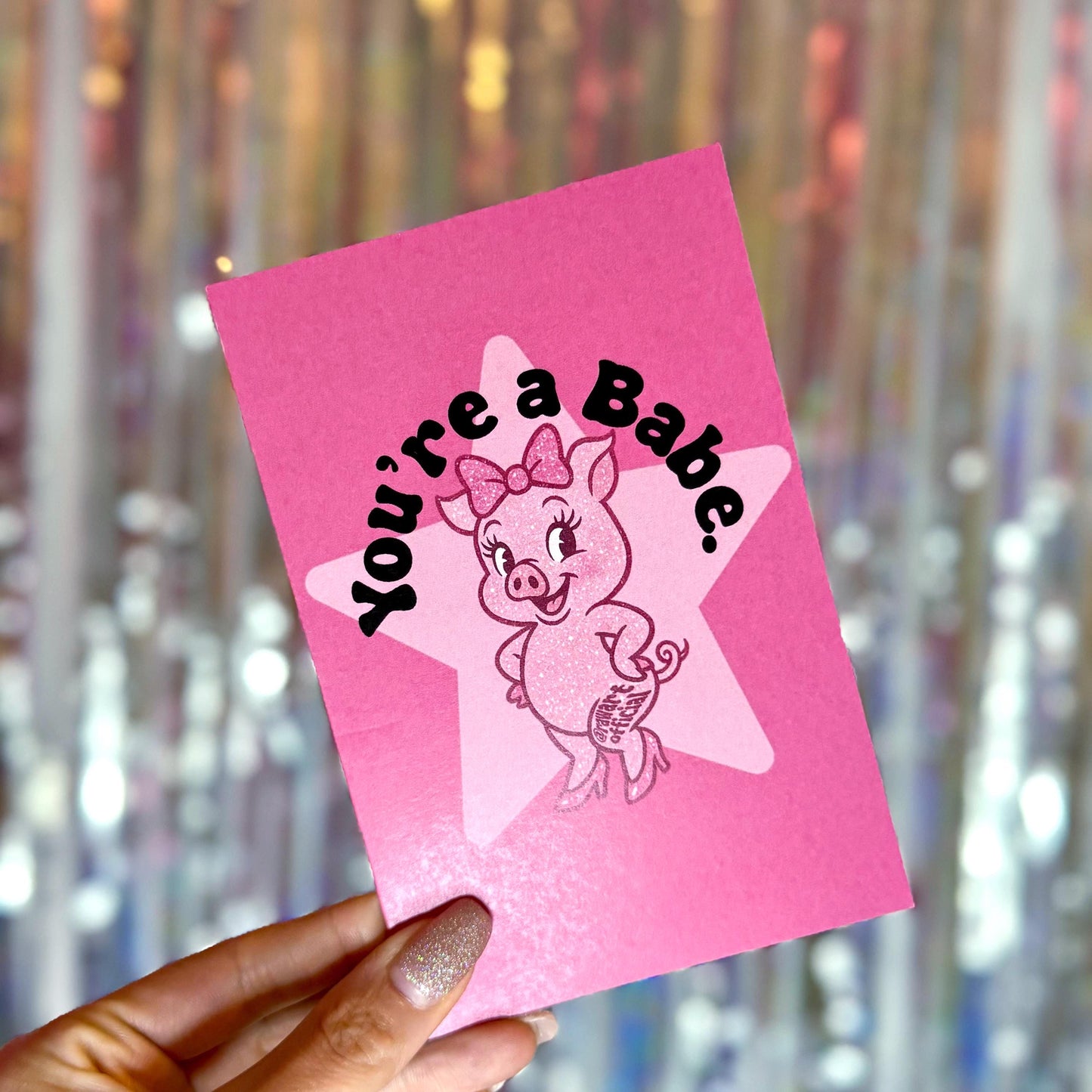 You're a Babe Greeting Card: Retro Piglet Compliment Card