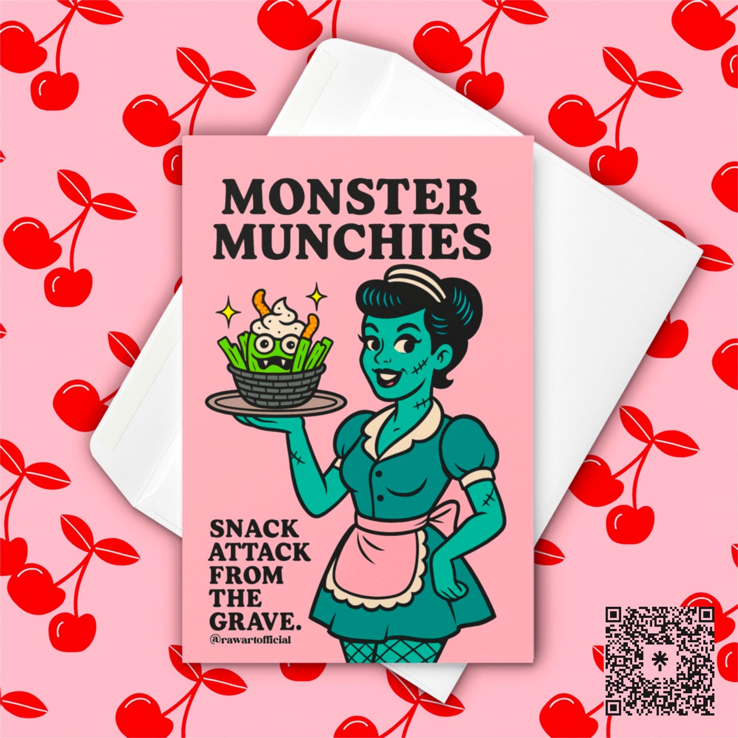 Retro Zombie Diner Halloween Card: Funny Spooky Monster Munchies
