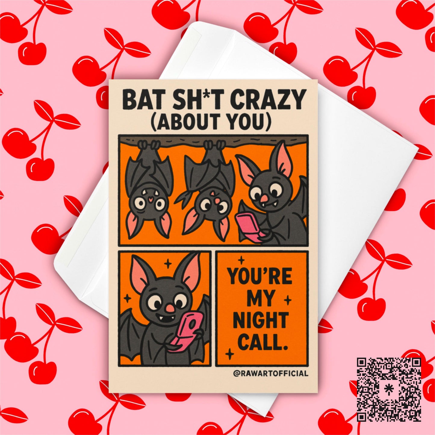 Funny Halloween Love Card: Bat Sh*t Crazy Retro Comic Style