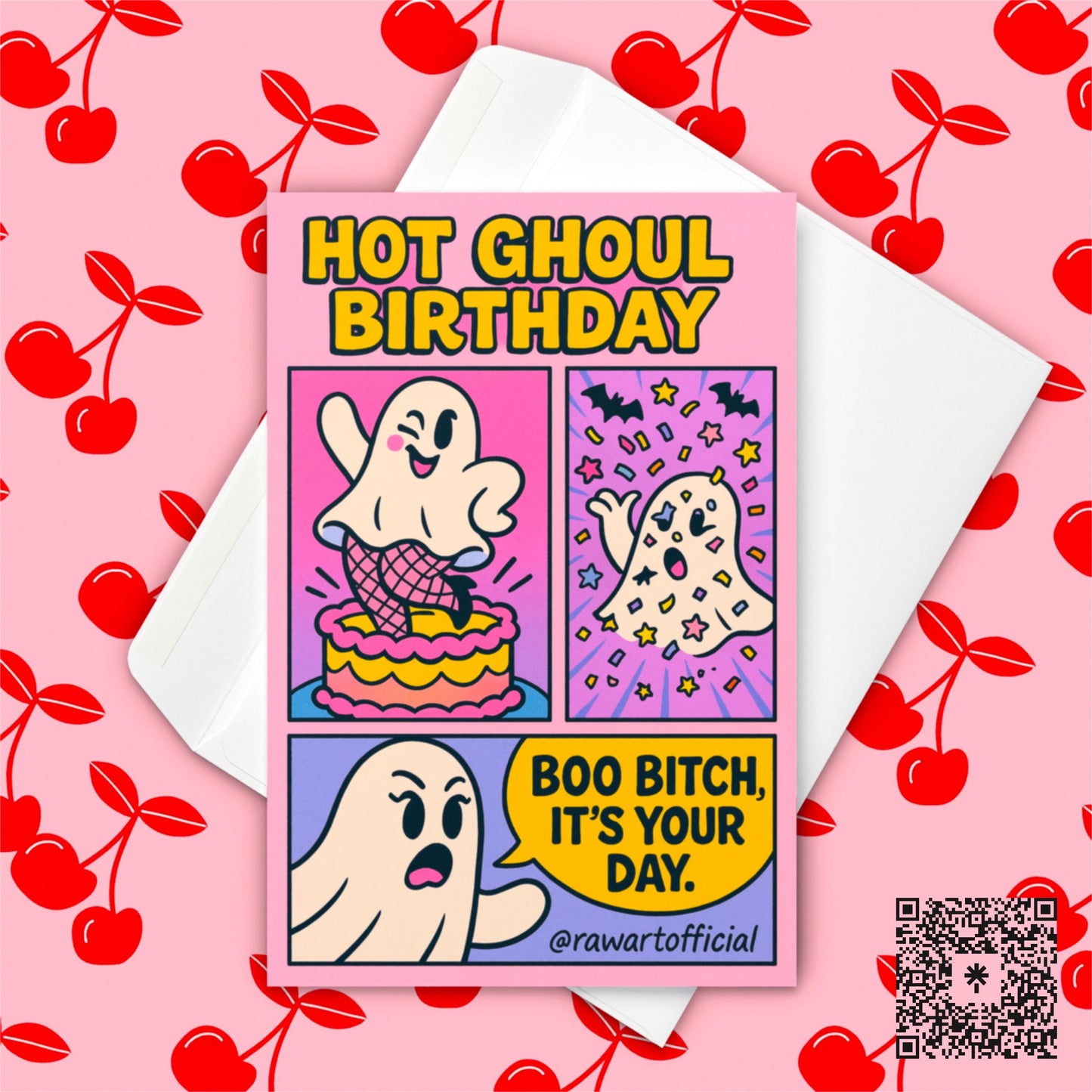 Funny Halloween Ghost Birthday Card: Hot Ghoul Party Stationery