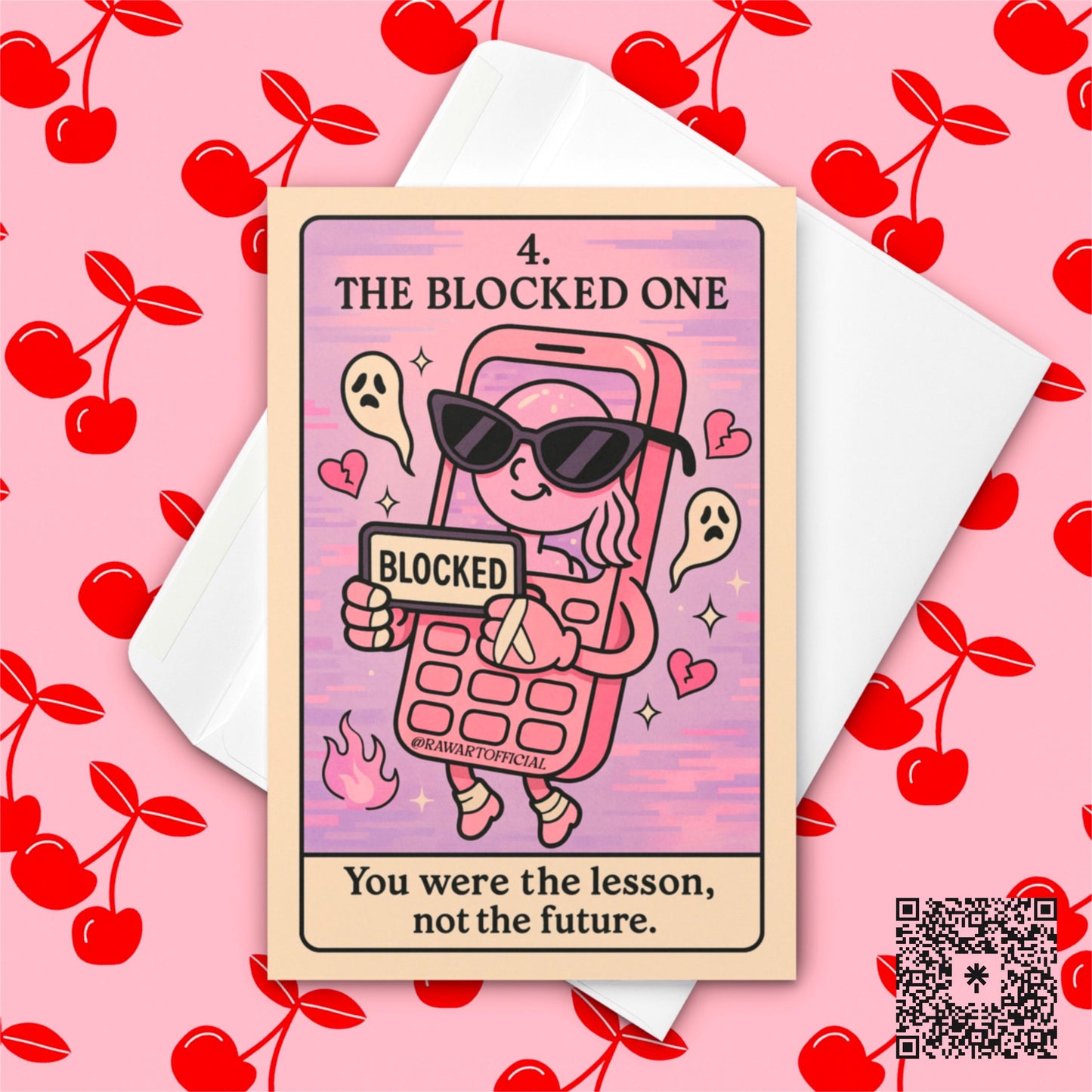 Funny Breakup Card: The Blocked One, Pink Retro Phone Art