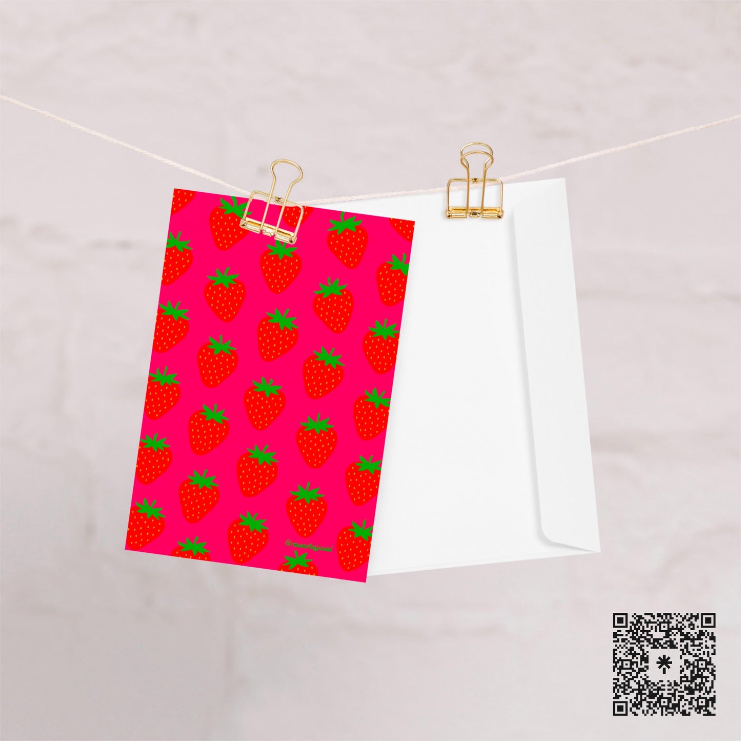 Strawberry Greeting Card: Retro Fruit Birthday Valentine's Day Greeting