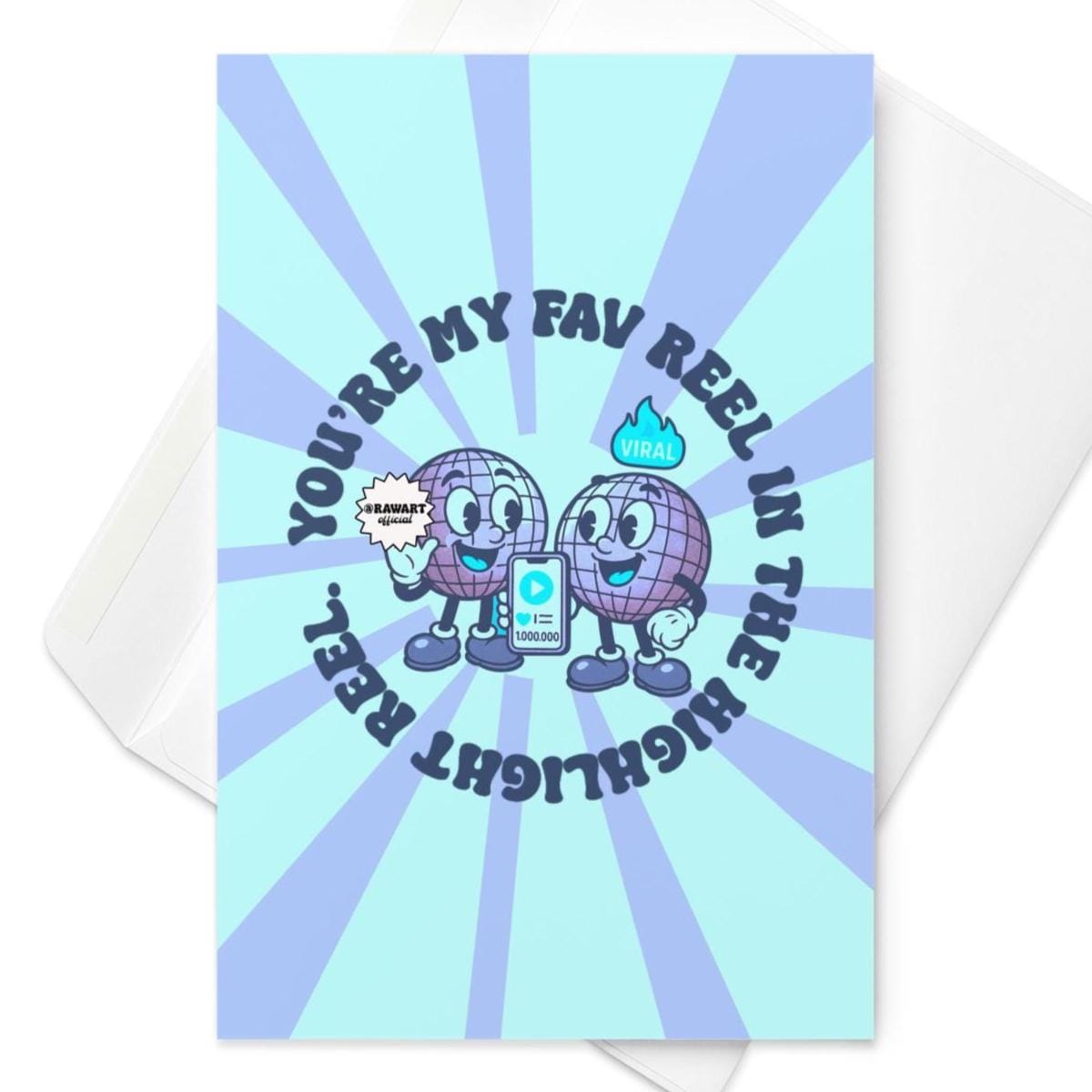 You&#39;re My Favorite Reel Birthday Card - Retro Disco Ball Couple, Viral Video Inspired, Fun Birthday Greeting, Pop Culture Card