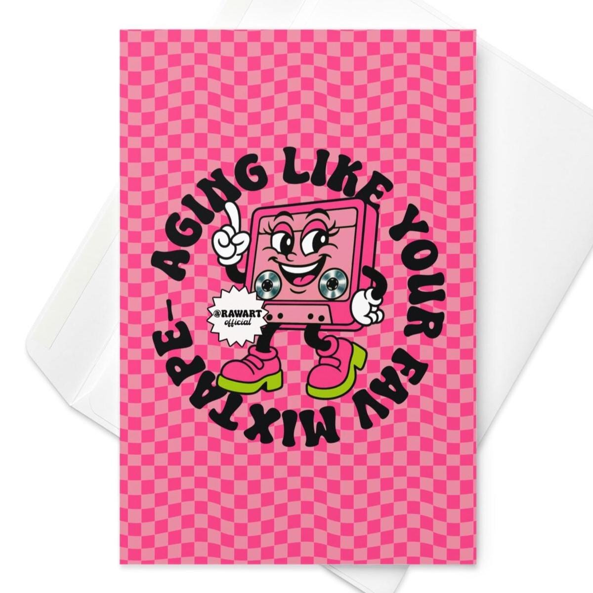 Aging Like Your Fav Mixtape Card – Retro Cassette Tape Birthday Card, Cool Y2K Vibes, Fun Pun for Music Lovers