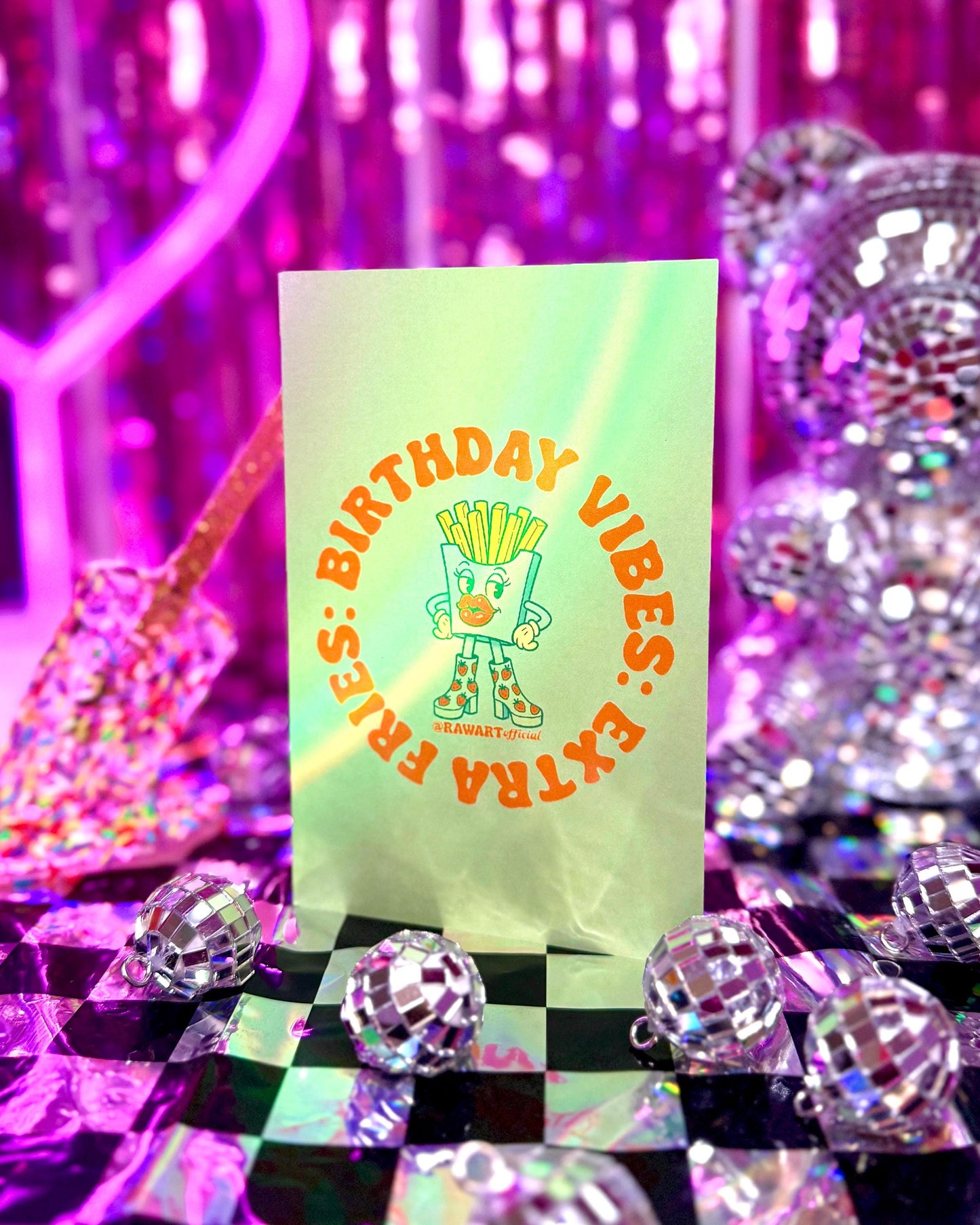 Sassy Birthday Vibes Card: Retro Extra Fries Greeting