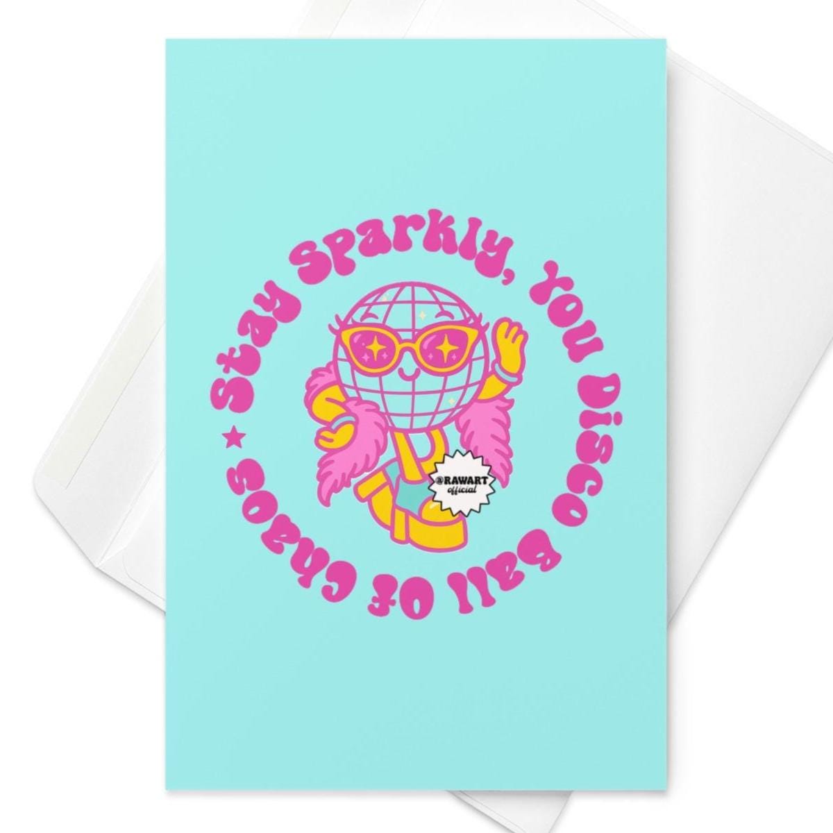 Sparkly Disco Ball of Chaos Greeting Card – Retro Disco Party, Funky Dance Floor, Colorful Fun Card, 70s Vibes, Quirky Celebration