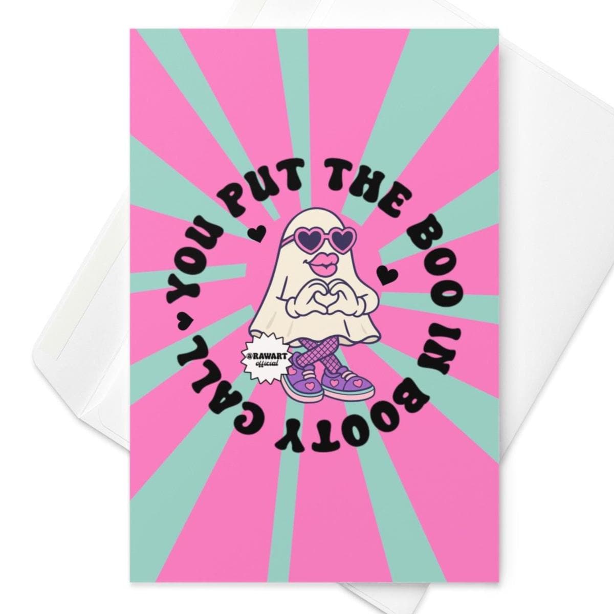 You Put The Boo In Booty Call Greeting Card – Funny Halloween Pun, Flirty Spooky Card, Perfect for Ghostly Romance