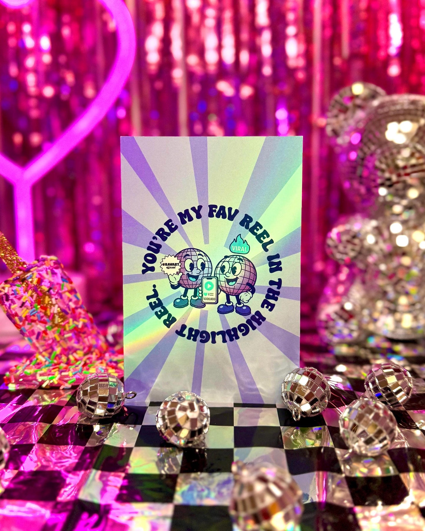 Retro Disco Ball Birthday Card: Viral Video Pop Culture Greeting
