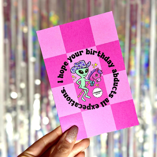 Funny Alien Birthday Card: Space Humor Pun for Friends