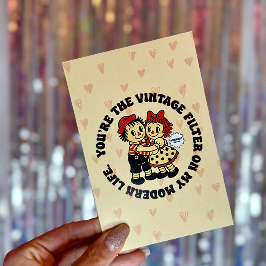 Raggedy Ann & Andy Greeting Card: Retro Nostalgic Love