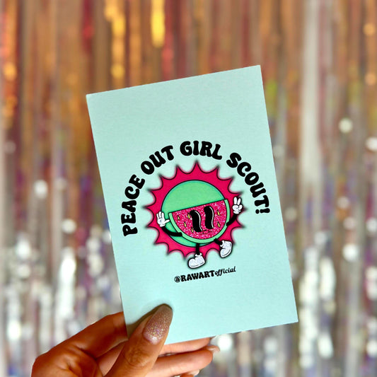 Peace Out Girl Scout Card: Sassy Farewell Greeting