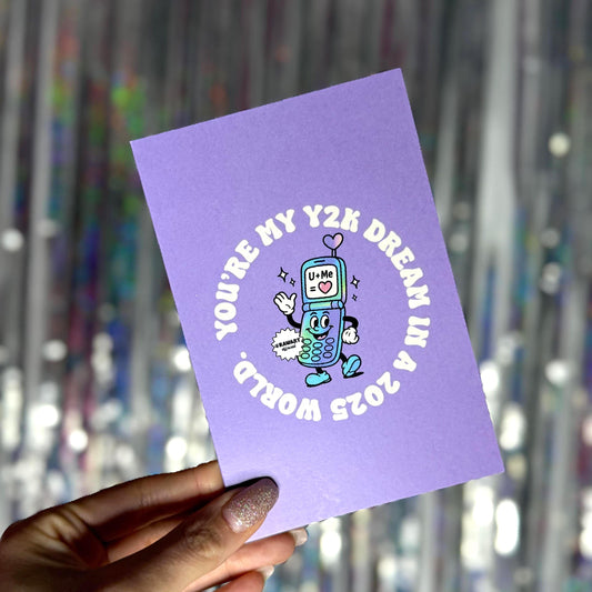 Y2K Dream Greeting Card: Retro Flip Phone Birthday Card