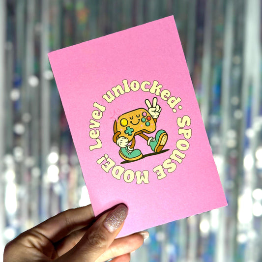 Funny Gamer Wedding Card: Level Unlocked Spouse Mode