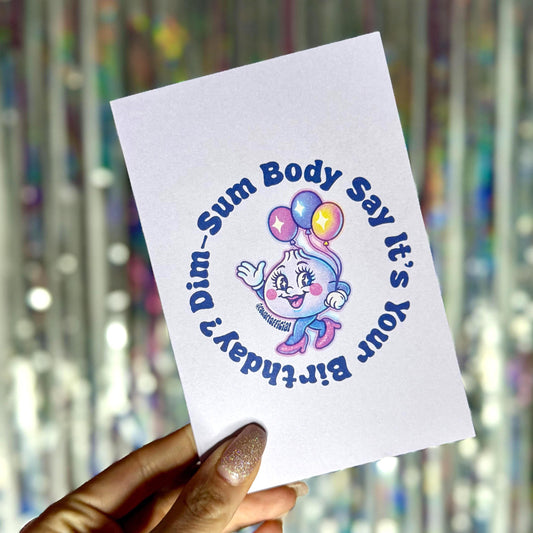 Funny Dim Sum Birthday Card: Food Pun Greeting Card