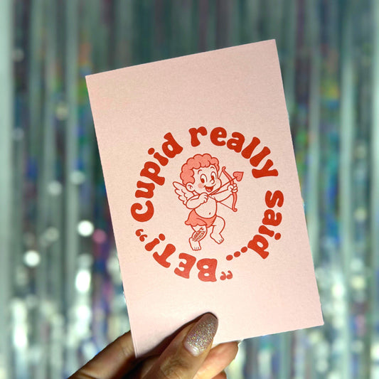 Funny Wedding Card: Cupid Said Bet - Trendy Newlywed Greeting