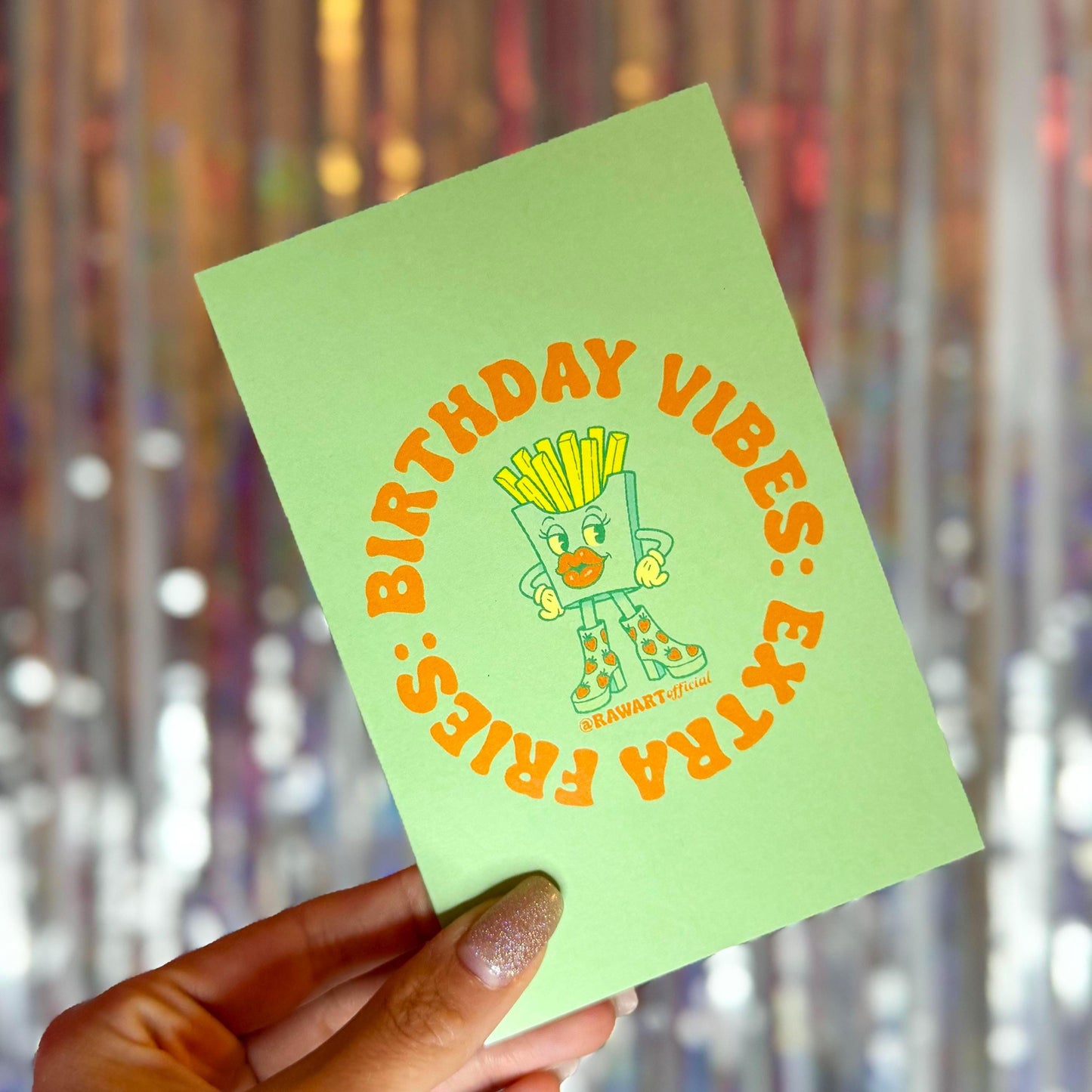 Sassy Birthday Vibes Card: Retro Extra Fries Greeting