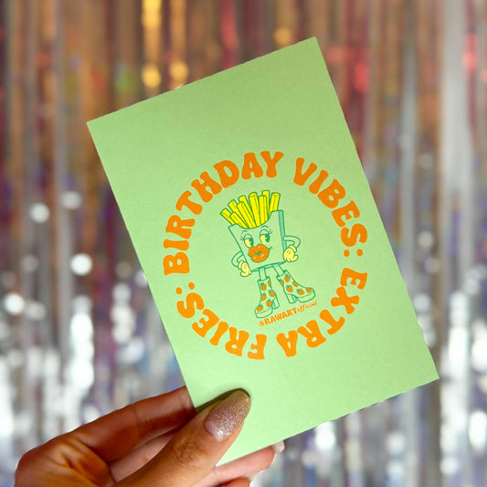 Sassy Birthday Vibes Card: Retro Extra Fries Greeting