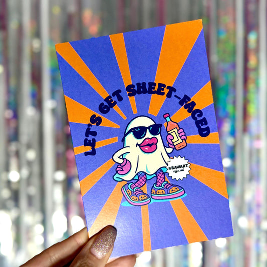 Let's Get Sheet-Faced Halloween Card: Spooky Ghost Pun
