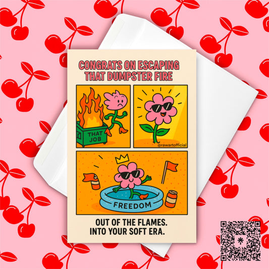Funny Quit Job Card: Burnout Recovery - Freedom Celebration