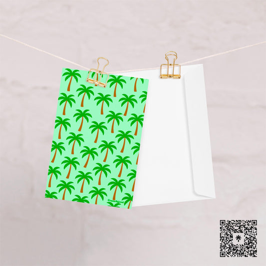 Retro Palm Tree Greeting Card: Tropical Summer Vibes