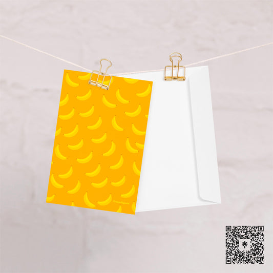 Retro Banana Pattern Greeting Card: Y2K Pop Art Stationery