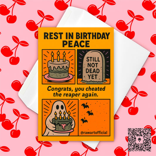 Funny Ghost Halloween Birthday Card: Spooky Tombstone Design