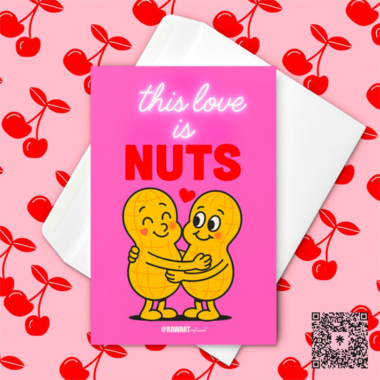 Funny Valentine&#39;s Day Card: Retro Cartoon Peanut Couple Anniversary Card