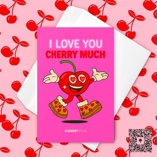 Funny Valentine&#39;s Day Card: Retro Cherry Cartoon Love Greeting