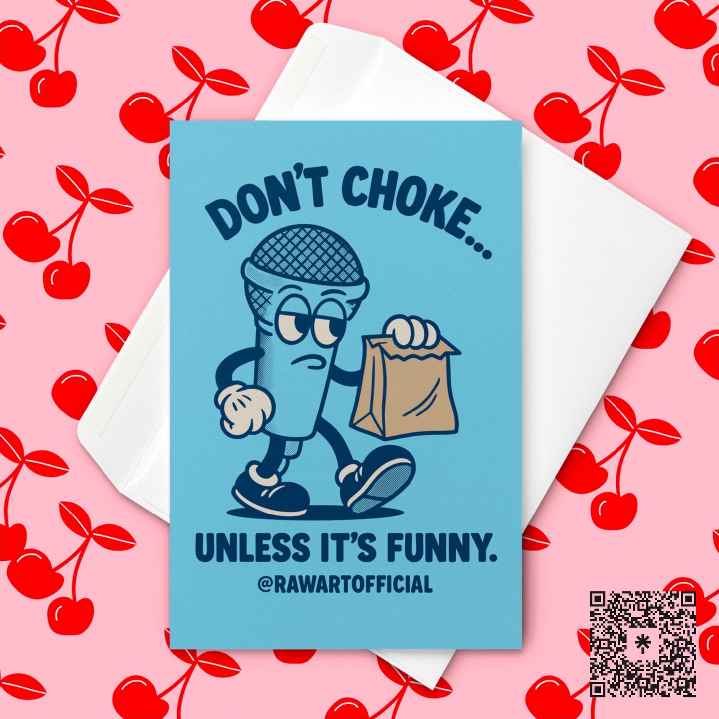 Funny Good Luck Card: Retro Cartoon Mic, Sassy Encouragement