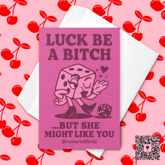 Funny Good Luck Card: Retro Dice Design, Sassy Encouragement