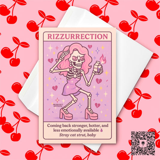 Rizzurrection Skeleton Tarot Card: Funny Breakup Recovery Gift