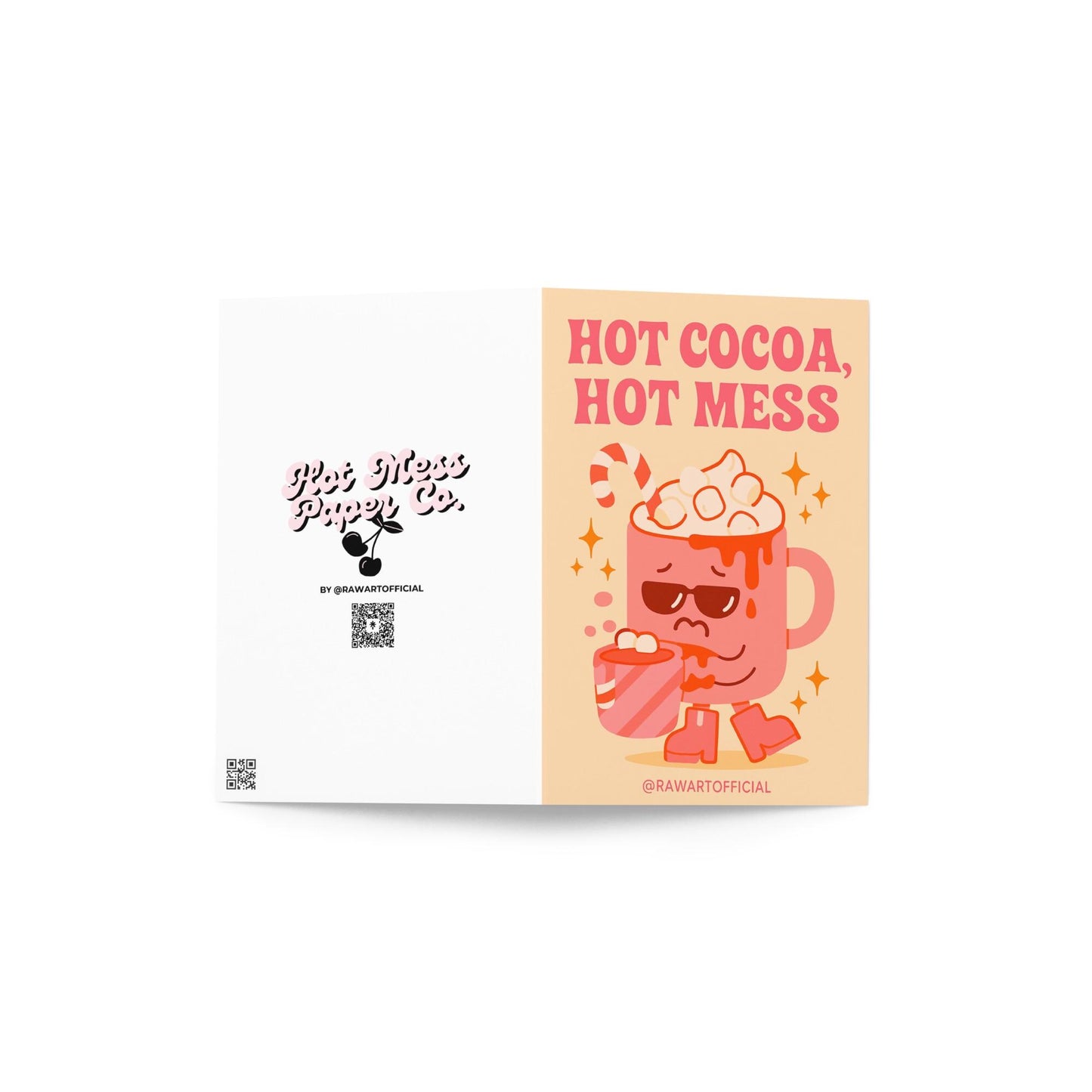 Retro “Naughty But Nice” Christmas card with red and gold candy canes shaped into a heart, surrounded by glittery holiday stars.