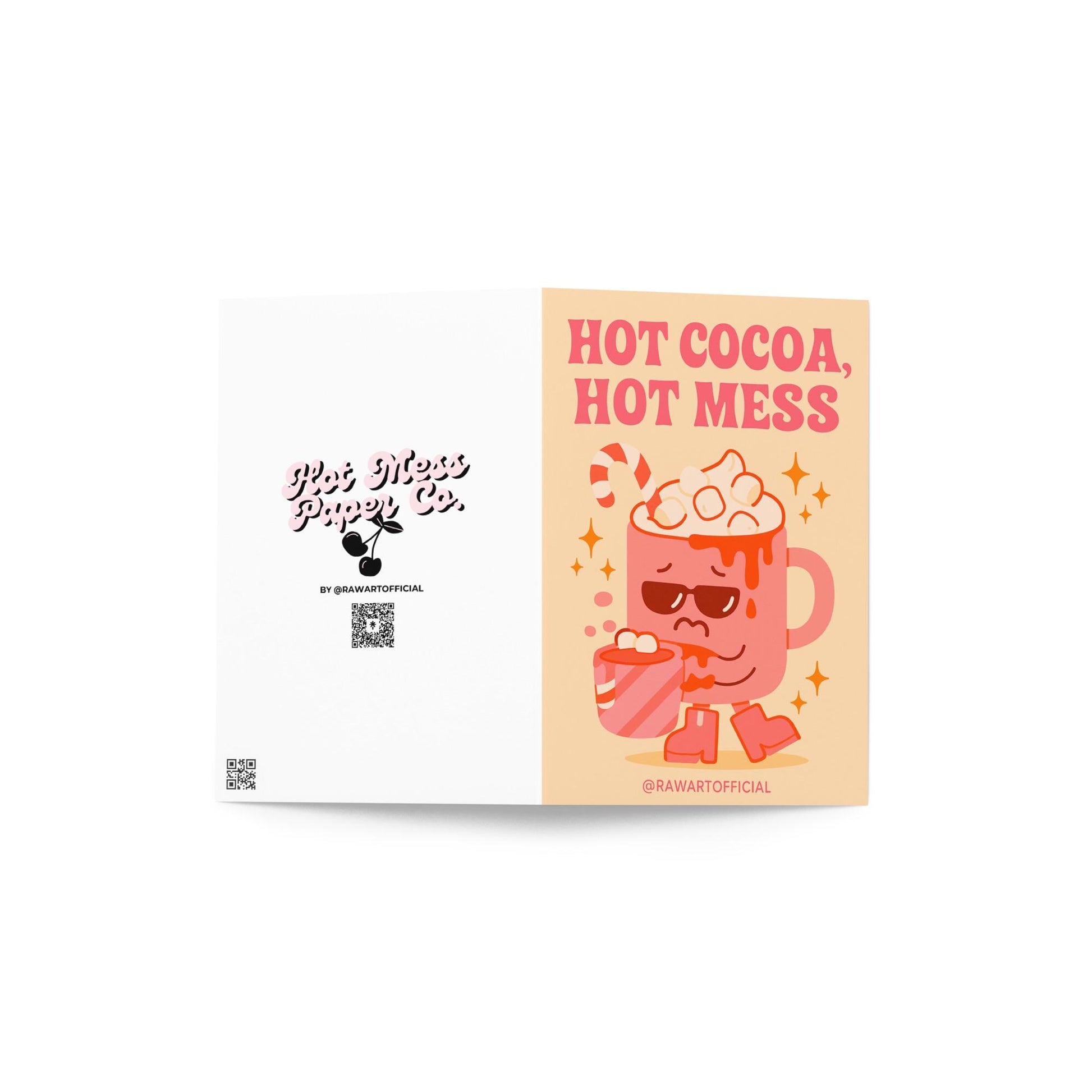 Retro “Naughty But Nice” Christmas card with red and gold candy canes shaped into a heart, surrounded by glittery holiday stars.