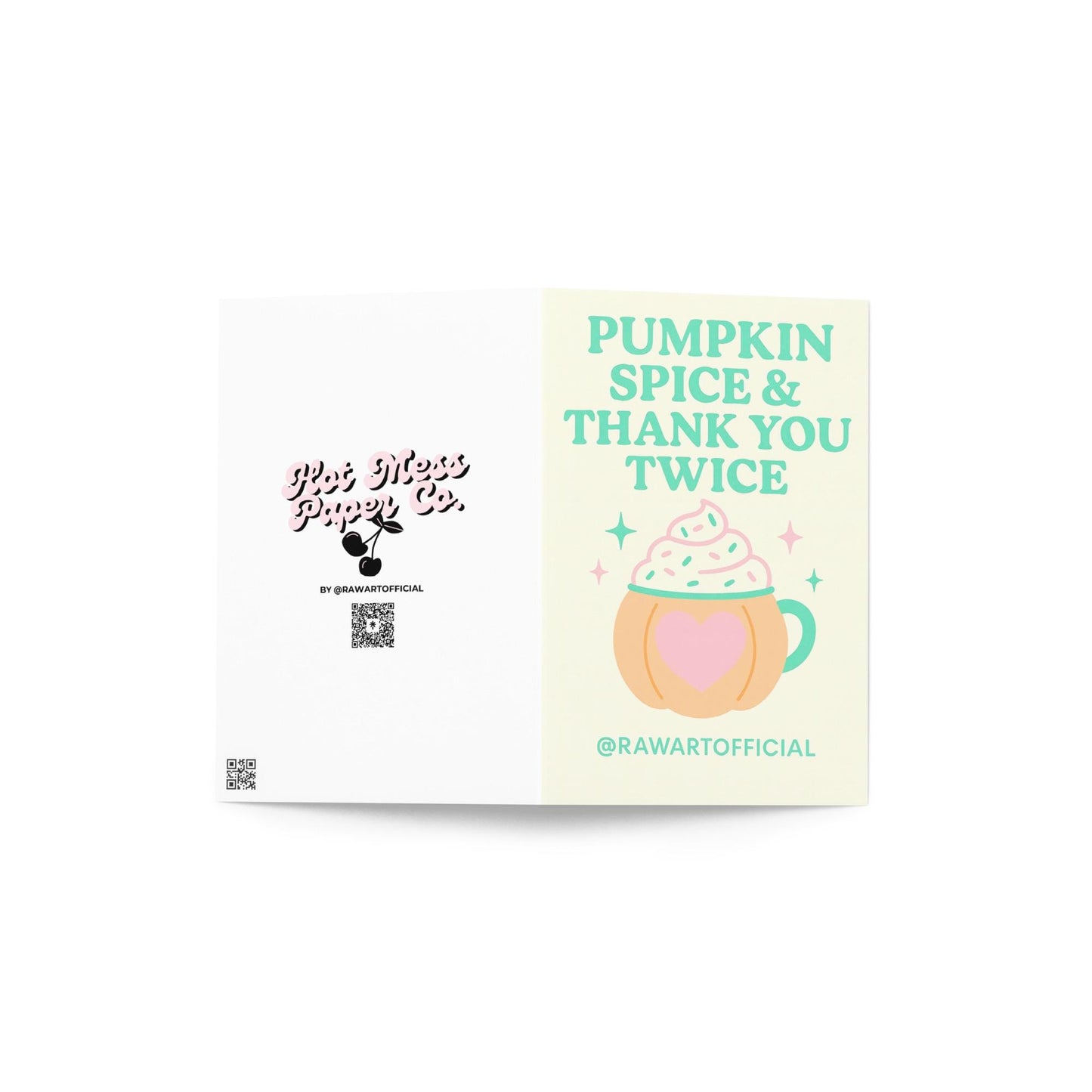 Pumpkin Spice Thank You Card – Funny Autumn Greeting Card, Fall Coffee Lovers Stationery, Retro Thank You Card, Cozy PSL Gift