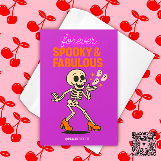Forever Spooky & Fabulous Halloween Card | Funny Skeleton Greeting Card