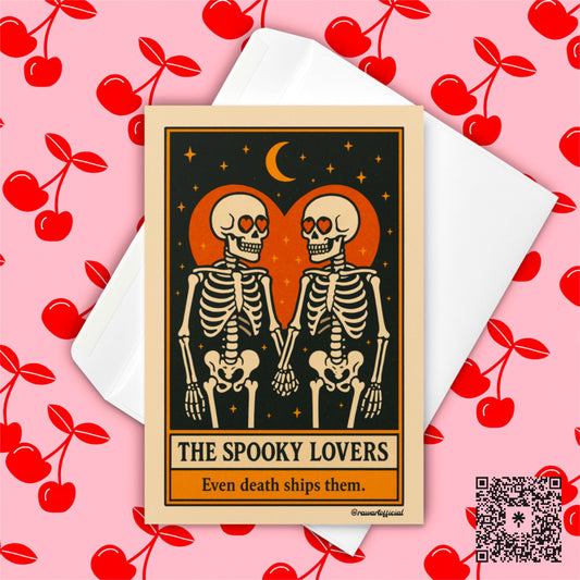 Skeleton Lovers Tarot Card: Gothic Romance Halloween Anniversary Card