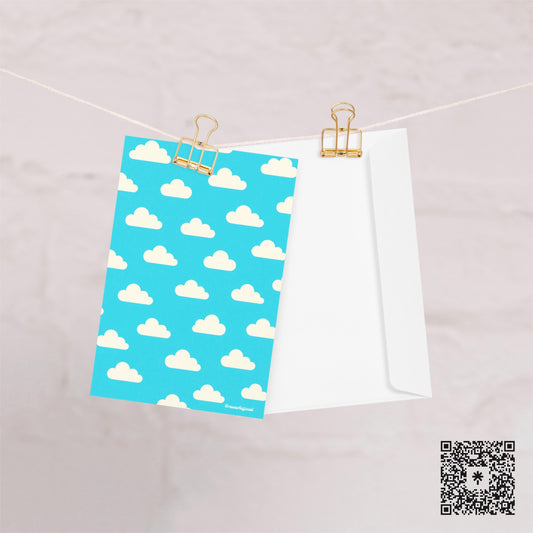 Retro Cloud Greeting Card: Pastel Sky Stationery, Happy Vibes