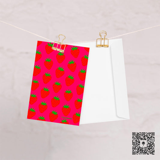 Strawberry Greeting Card: Retro Fruit Birthday Valentine's Day Greeting