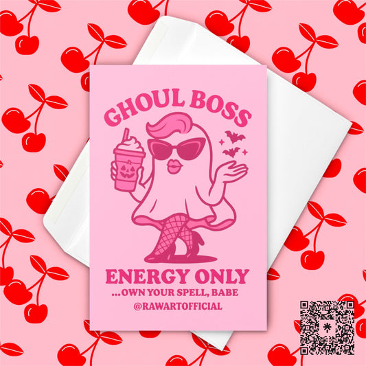 Funny Halloween Card: Ghoul Boss Ghost - Spooky Birthday Greeting