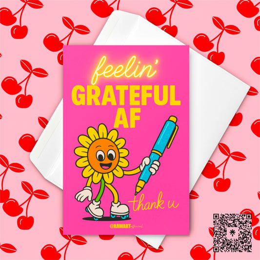 Funny Sunflower Roller Skate Thank You Card: Retro Y2K Stationery