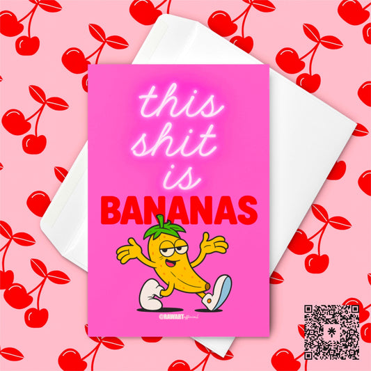 Funny Bananas Greeting Card: Retro Y2K Pop Art Birthday Card