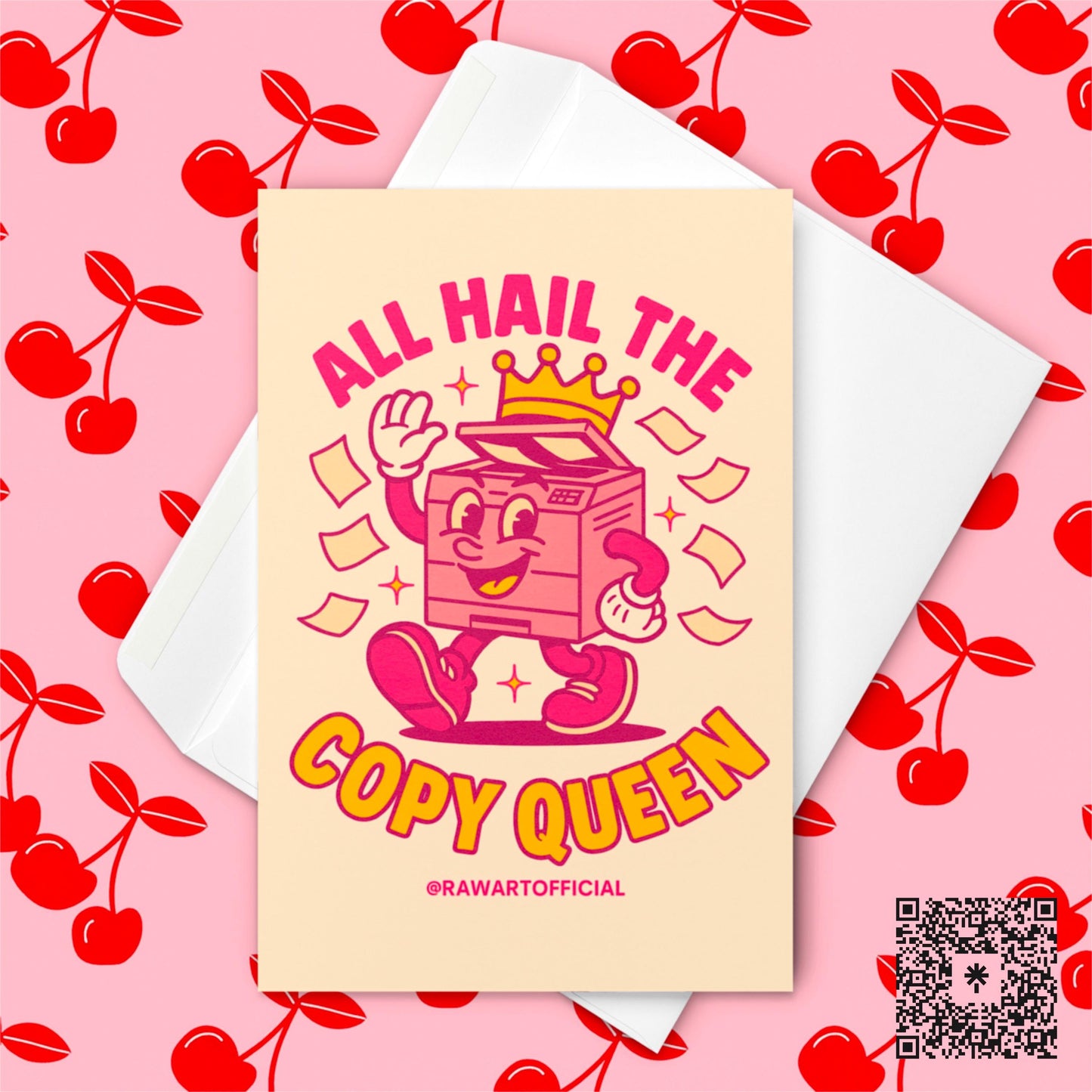 Funny Copy Queen Birthday Card: Retro Cartoon Copier