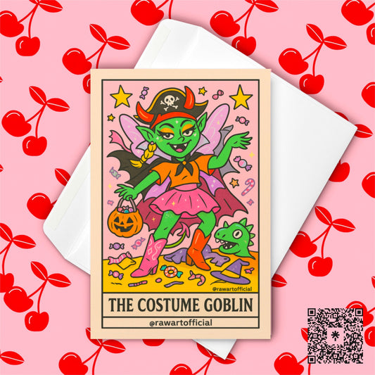 Funny Halloween Goblin Card: Retro Cartoon Art - Costume Party Thank You