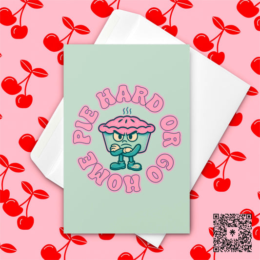 Funny Thanksgiving Card: Pie Hard Retro Greeting Card