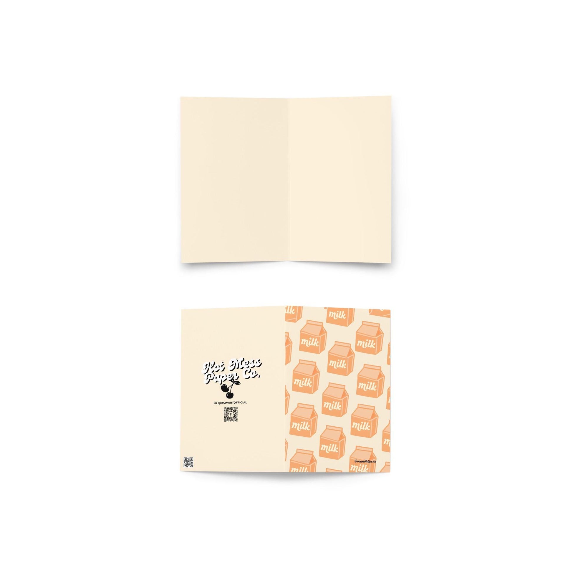 Retro orange milk carton pattern on a cream background with minimalist Y2K aesthetic.
